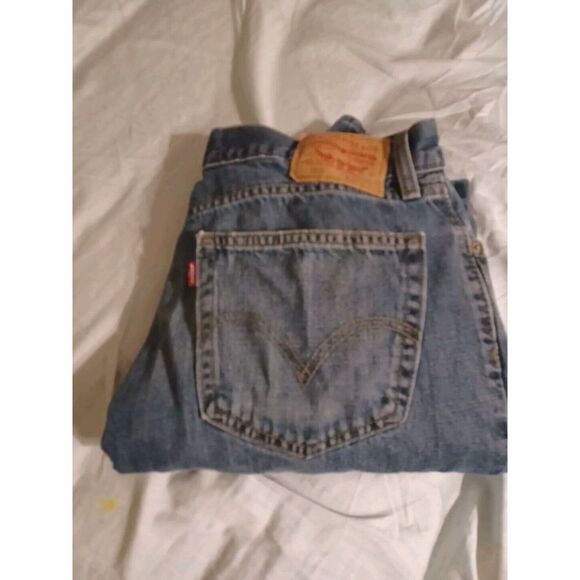 Levis 559 Relaxed Straight‎ Leg Jeans Mens 34x34 Light Wash Distressed (34X31.5) - Picture 1 of 9